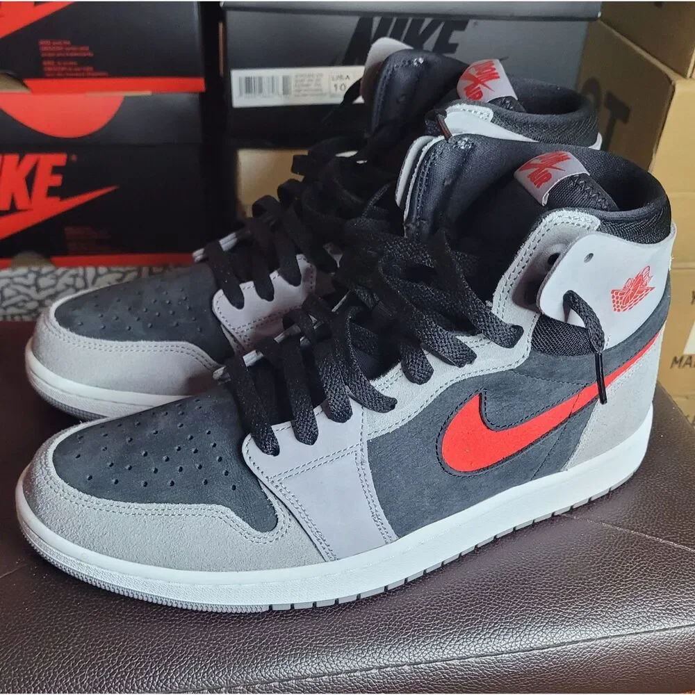 Air Jordan 1 Zoom CMFT 2 Black Fire Red Cement Grey Size 10 DV1307-060